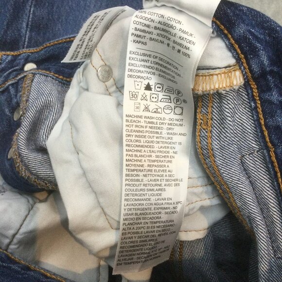 Levis 501 Jeans 27x28 Button Fly Skinny Tapered Distressed Medium Mom - Picture 12 of 16